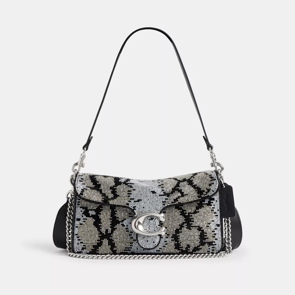 Bolsos de hombro Tabby 26 con serpiente con cuentas