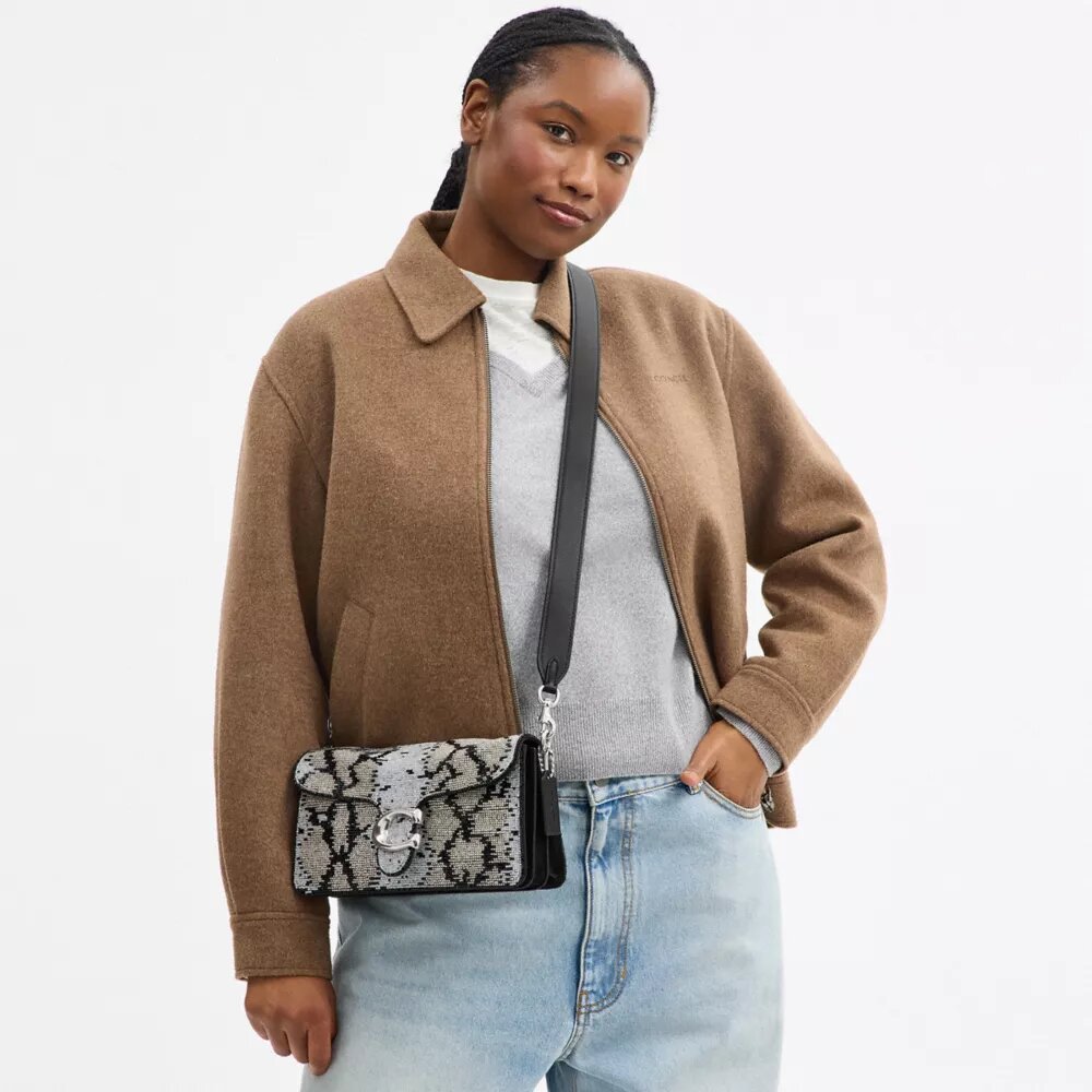 Bolsos de hombro Tabby 26 con serpiente con cuentas