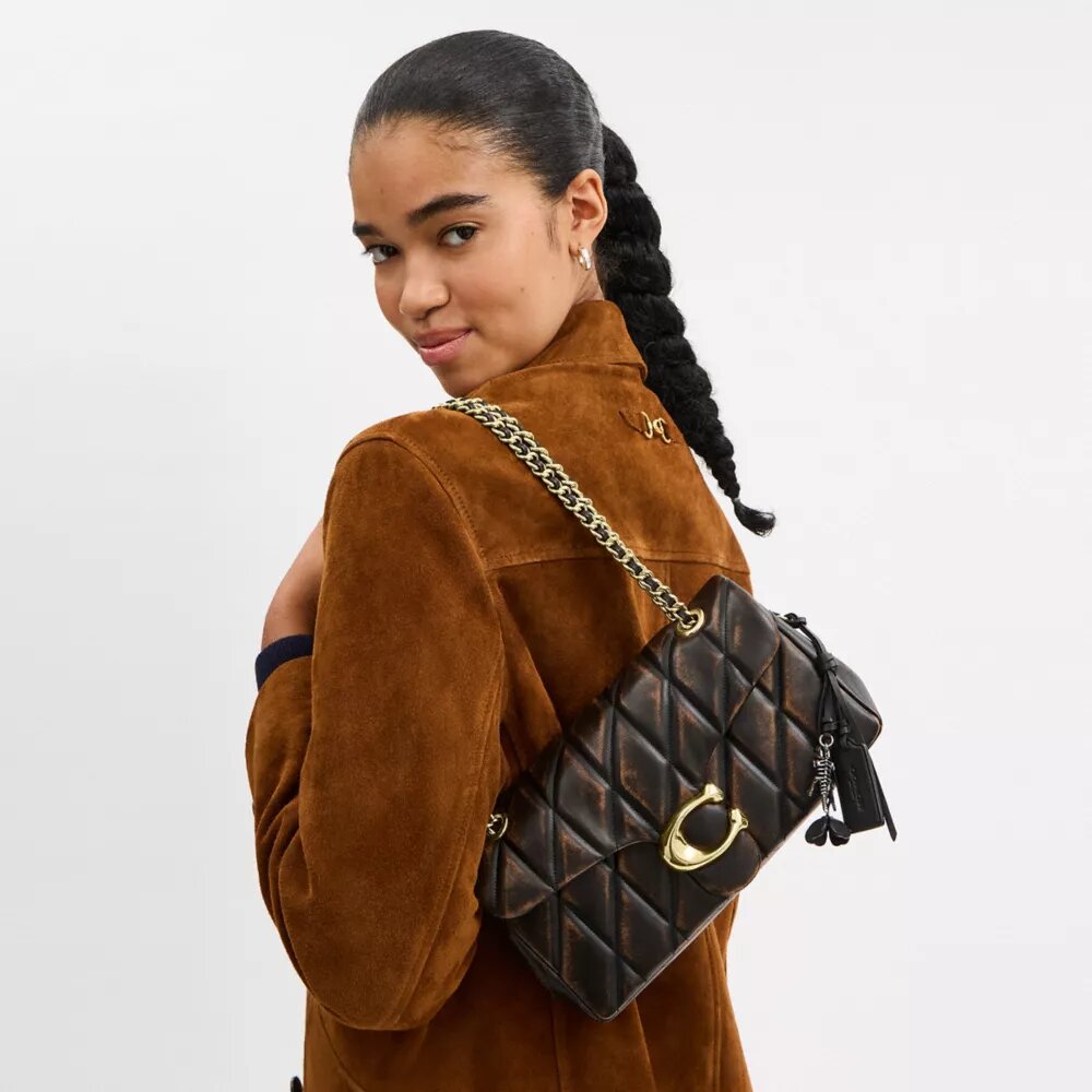 Bolsos de hombro Tabby de 26 en cuero desgastado con acolchado