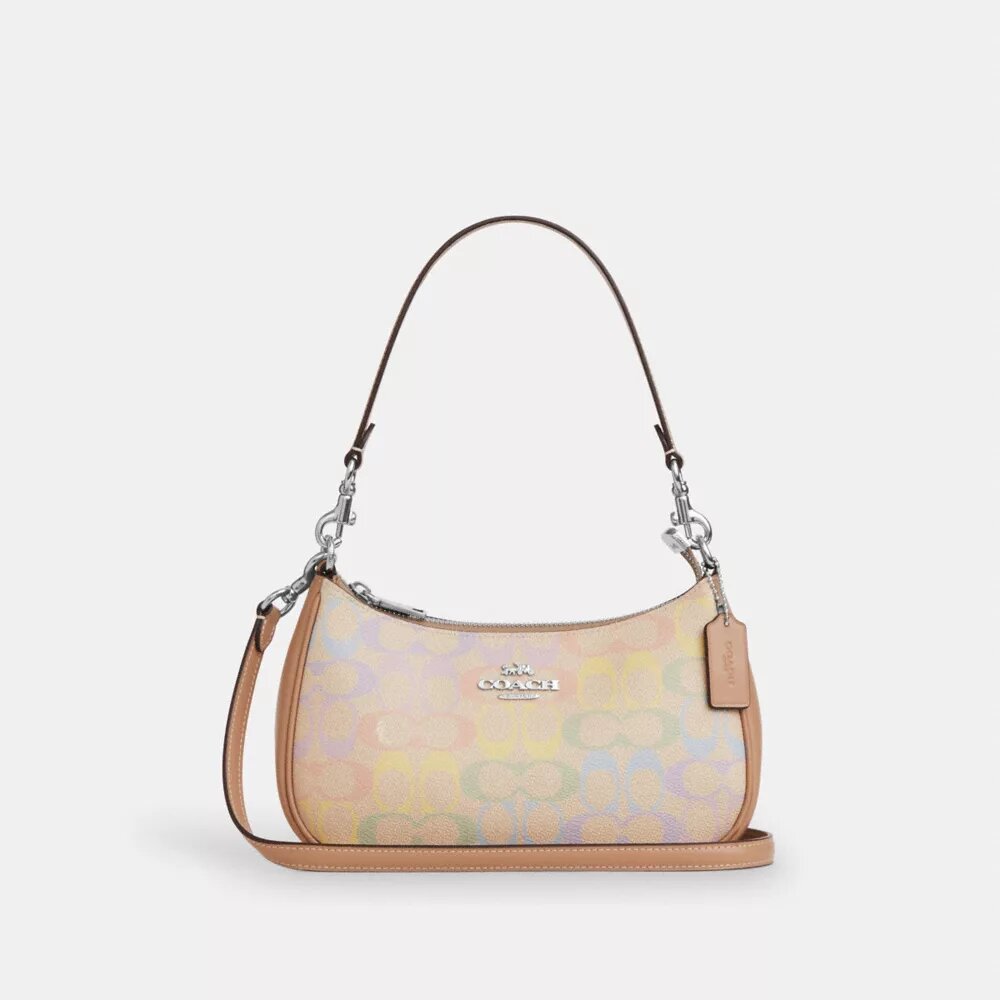 Bolsos de hombro Teri en Signature Canvas Rainbow