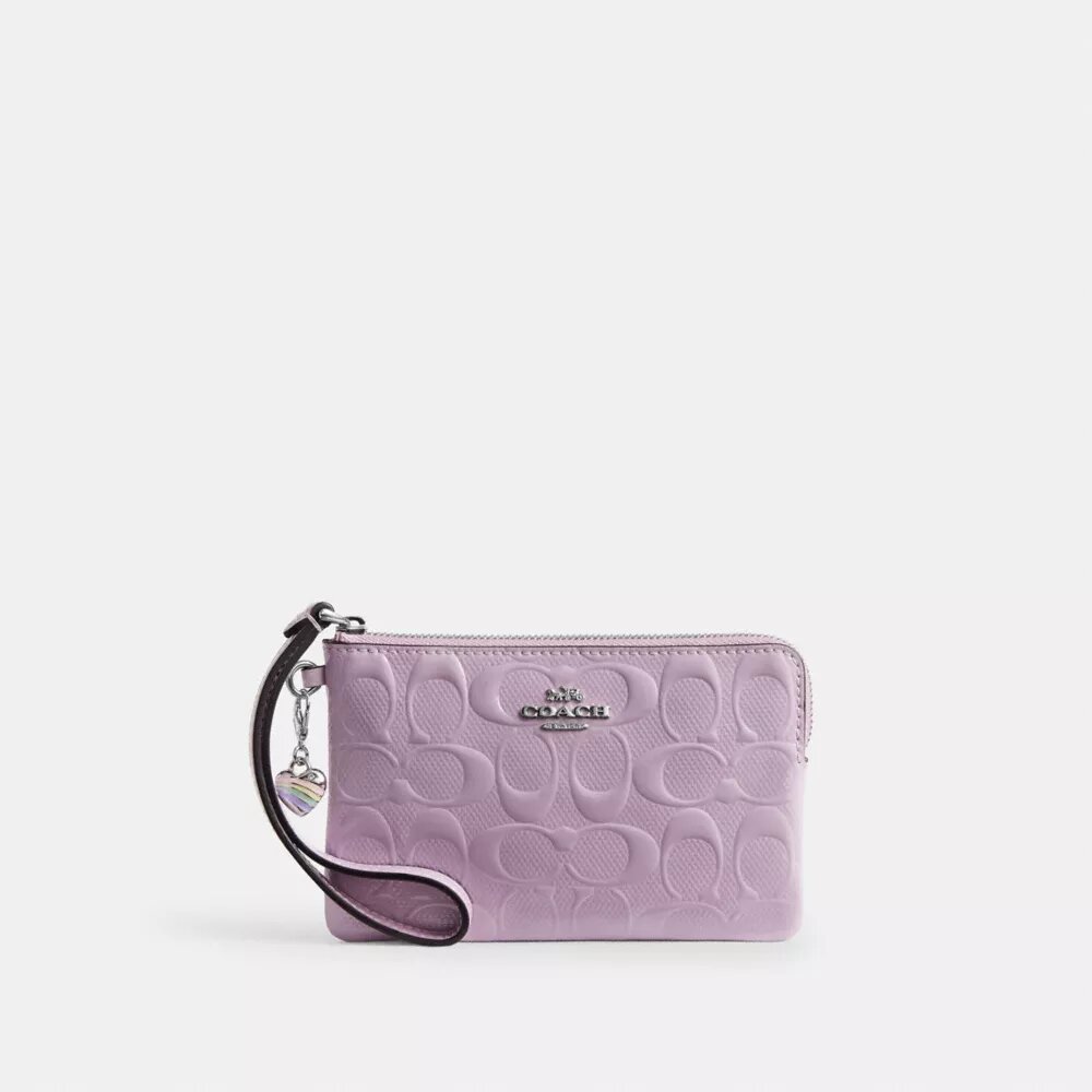 Bolsos de pulsera con cremallera en la esquina, en cuero exclusivo con Charms de corazón