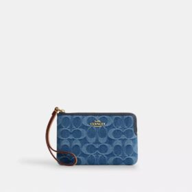 Bolsos de pulsera con cremallera en las esquinas en denim característico