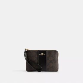 Bolsos de pulsera con cremallera en las esquinas en Signature Canvas con rayas