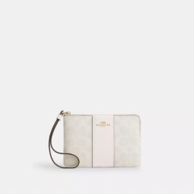 Bolsos de pulsera con cremallera en las esquinas en Signature Canvas con rayas