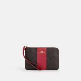 Bolsos de pulsera con cremallera en las esquinas en Signature Canvas con rayas