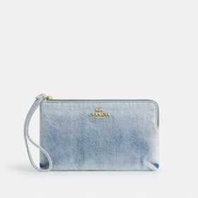 Bolsos de pulsera grandes con cremallera en las esquinas en denim desgastado
