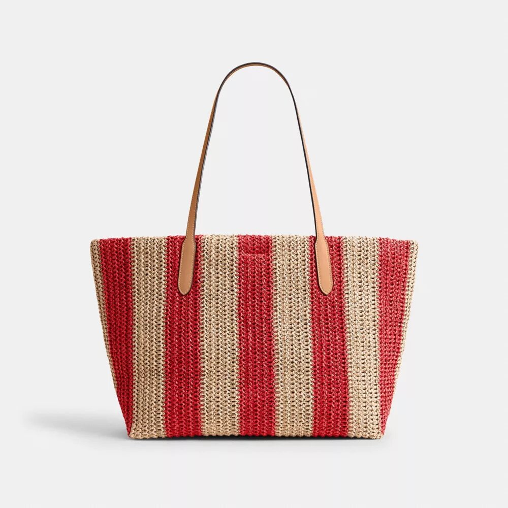 Bolsos Tote urbanos con rayas y dije