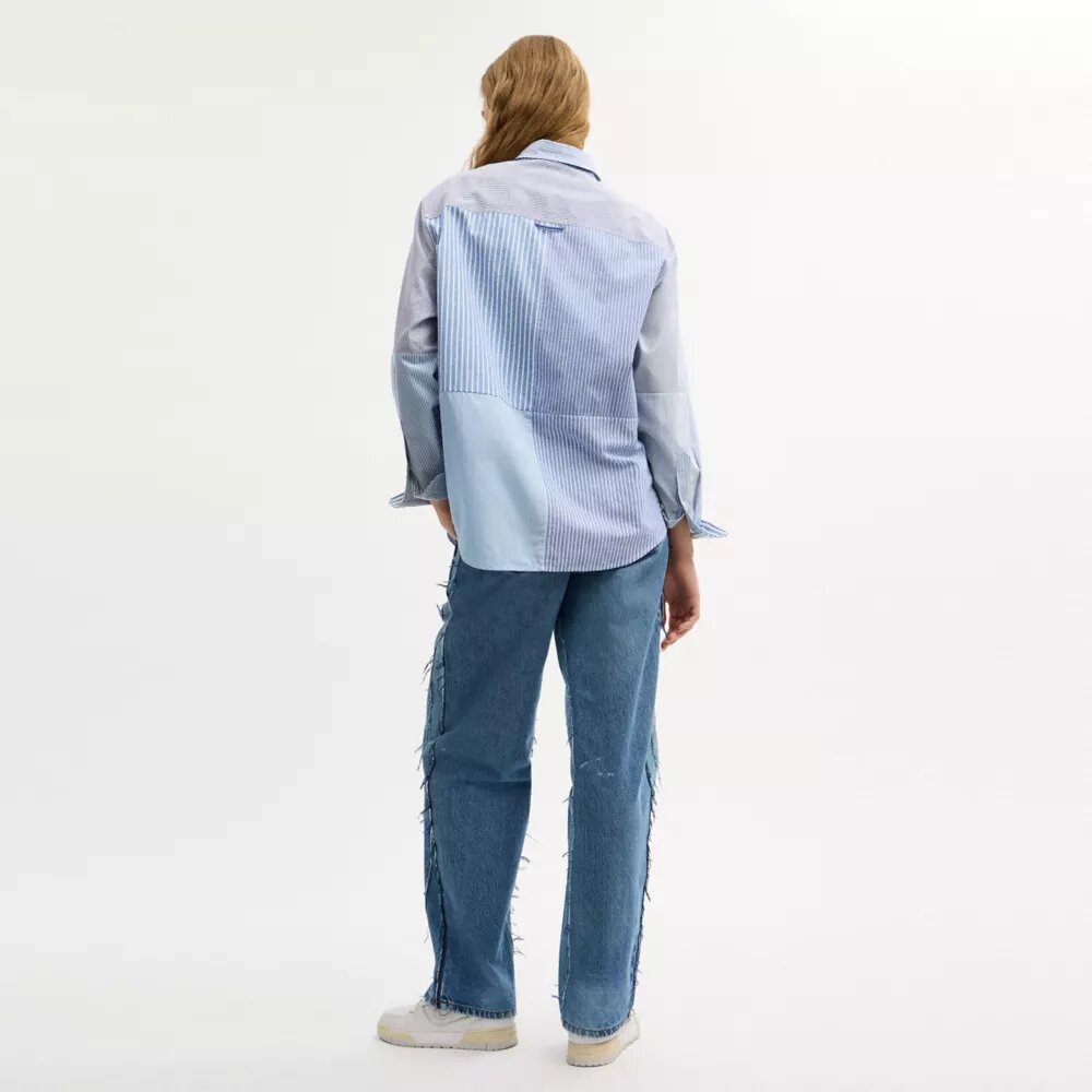 Camisa Oxford de patchwork de algodón reciclado