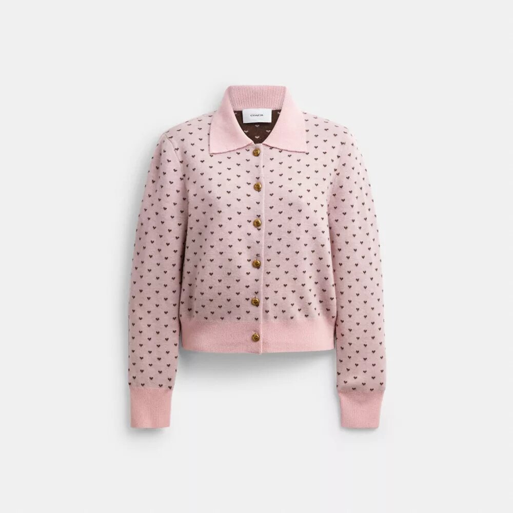 Cardigan con corazones en miniatura