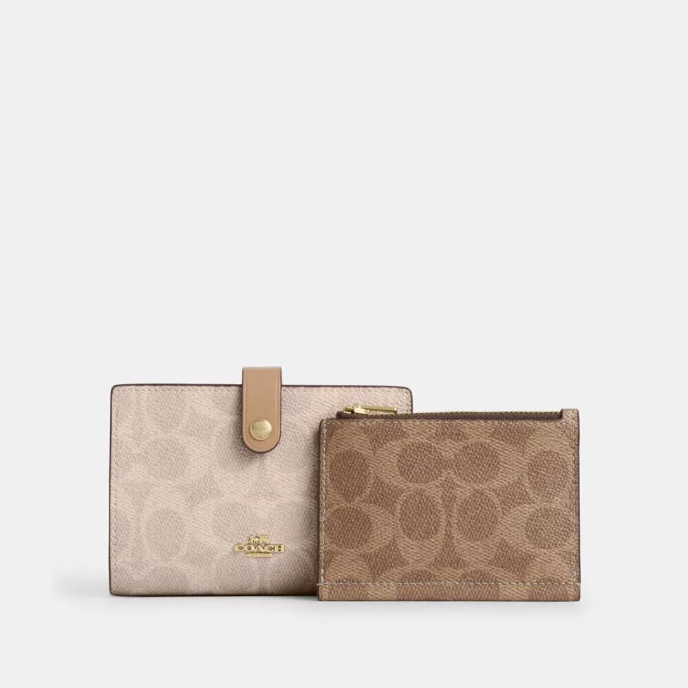 Cartera 2 en 1 en Signature Canvas con diseño a bloques