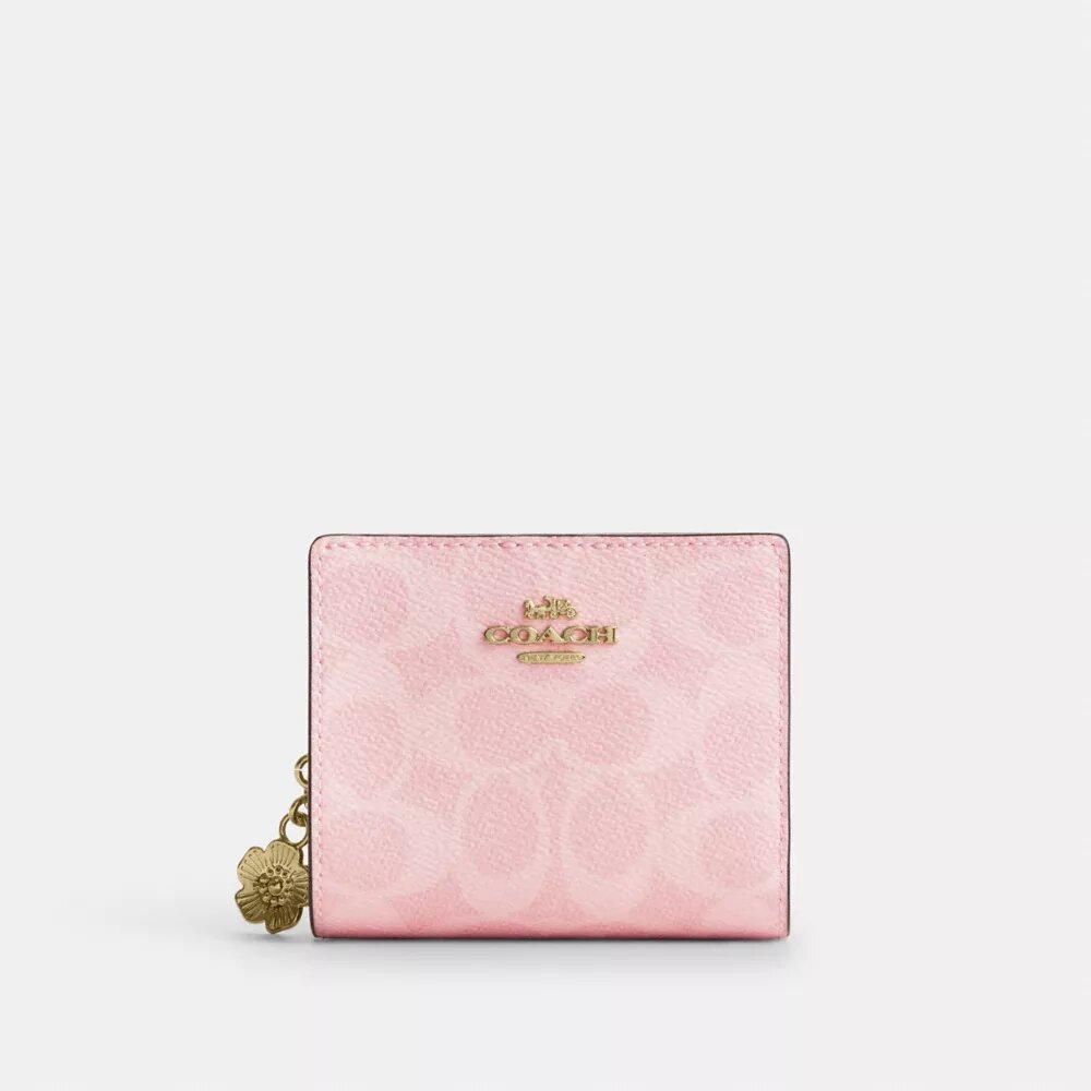 Cartera con cierre a presión en Signature Canvas con Charms