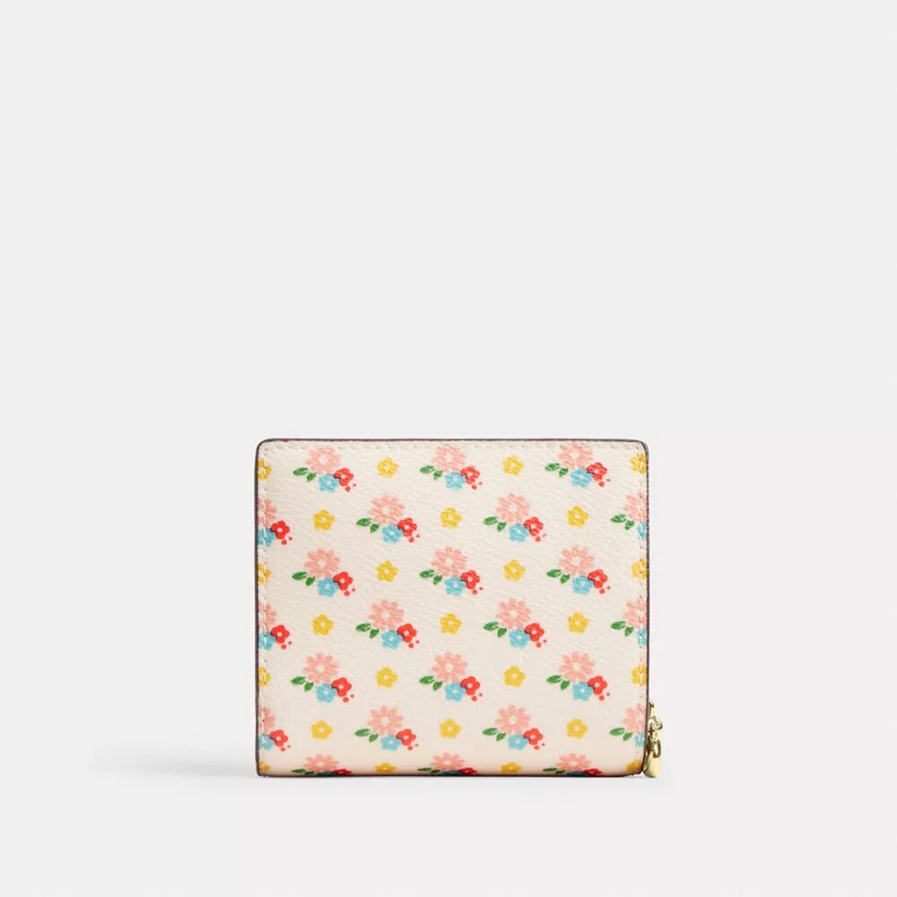 Cartera con cierre a presión, estampado floral y Charms