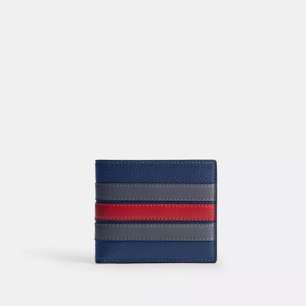 Cartera con ventana para identificación y rayas universitarias