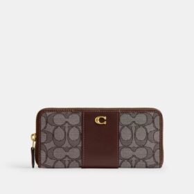 Cartera delgada tipo acordeón con cremallera en jacquard exclusivo