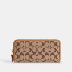 Cartera delgada tipo acordeón con cremallera en jacquard exclusivo