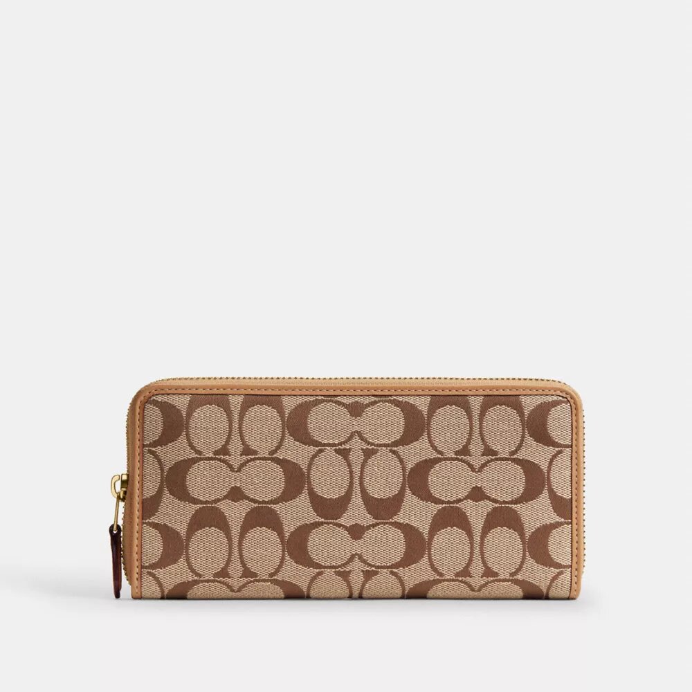 Cartera delgada tipo acordeón con cremallera en jacquard exclusivo