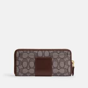 Cartera delgada tipo acordeón con cremallera en jacquard exclusivo
