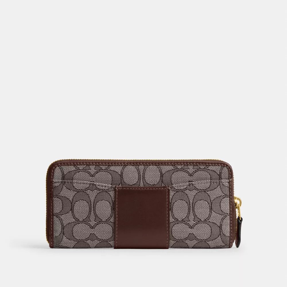 Cartera delgada tipo acordeón con cremallera en jacquard exclusivo