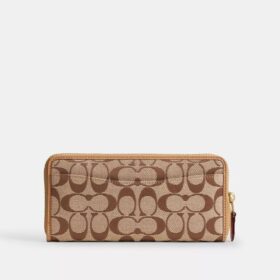 Cartera delgada tipo acordeón con cremallera en jacquard exclusivo