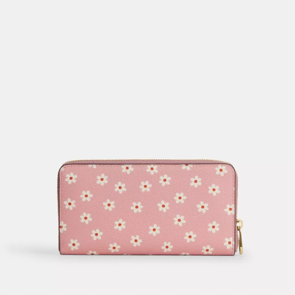Cartera larga con cierre de cremallera alrededor y estampado floral