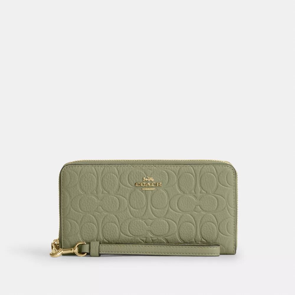 Cartera larga con cremallera alrededor en cuero exclusivo