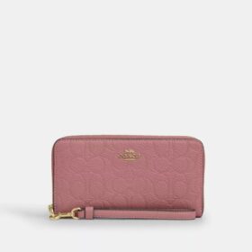 Cartera larga con cremallera alrededor en cuero exclusivo
