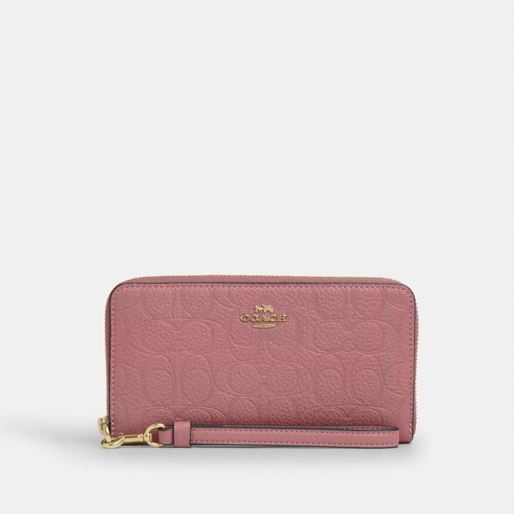 Cartera larga con cremallera alrededor en cuero exclusivo