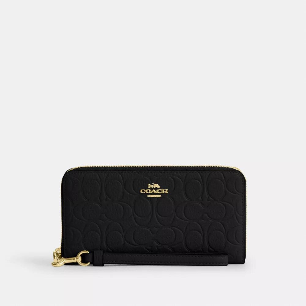 Cartera larga con cremallera alrededor en cuero exclusivo