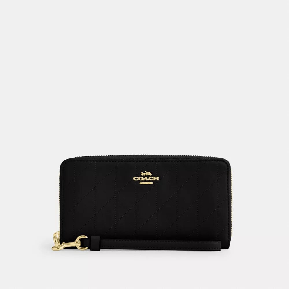 Cartera larga con cremallera alrededor y acolchado