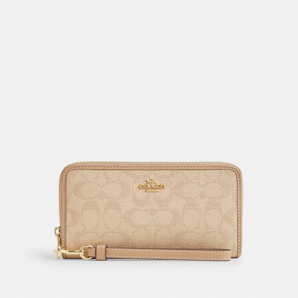 Cartera larga con cremallera alrededor y Signature Canvas