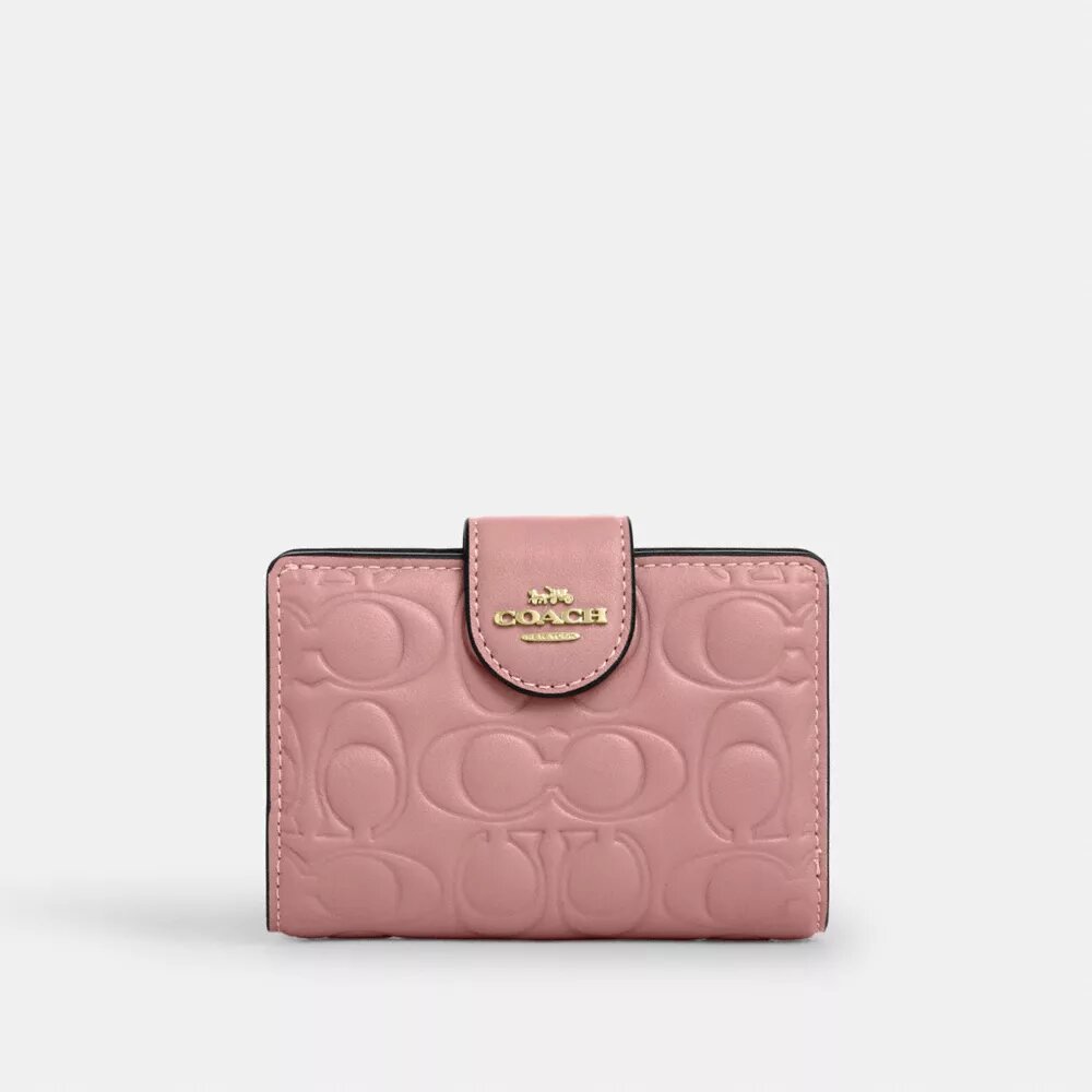 Cartera mediana con cremallera en esquina de cuero exclusivo