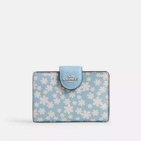 Cartera mediana con cremallera en la esquina y estampado floral