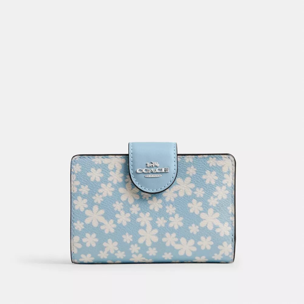 Cartera mediana con cremallera en la esquina y estampado floral