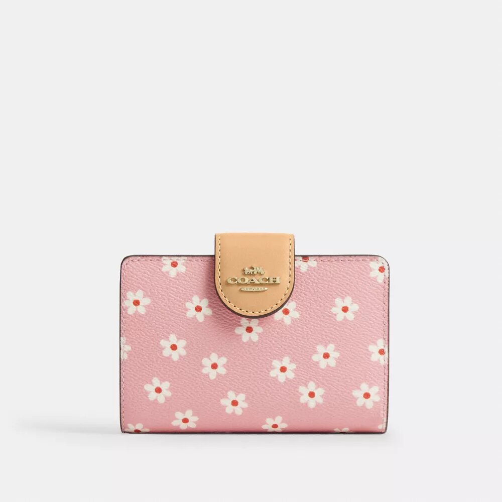 Cartera mediana con cremallera en la esquina y estampado floral
