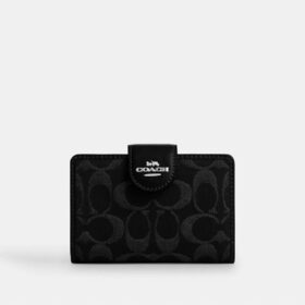 Cartera mediana con cremallera en las esquinas en denim exclusivo