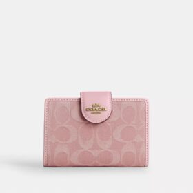 Cartera mediana con cremallera en las esquinas en denim exclusivo