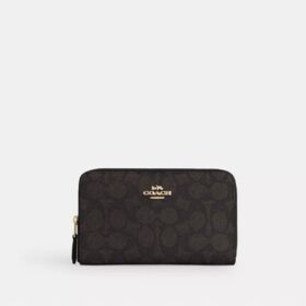 Cartera mediana con cremallera para identificaciones en Signature Canvas
