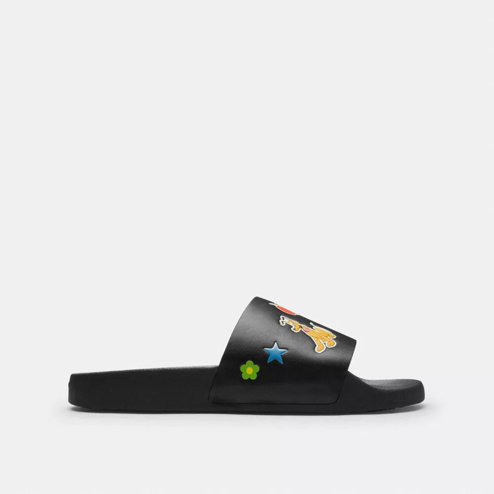 Chanclas Disney X Coach sin cordones con estampado de calcomanías