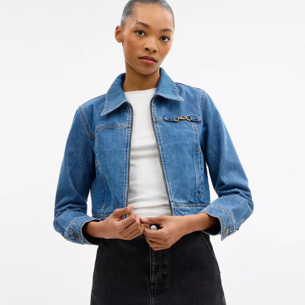 Chaqueta de mezclilla encogida «Sculpted C» en algodón orgánico