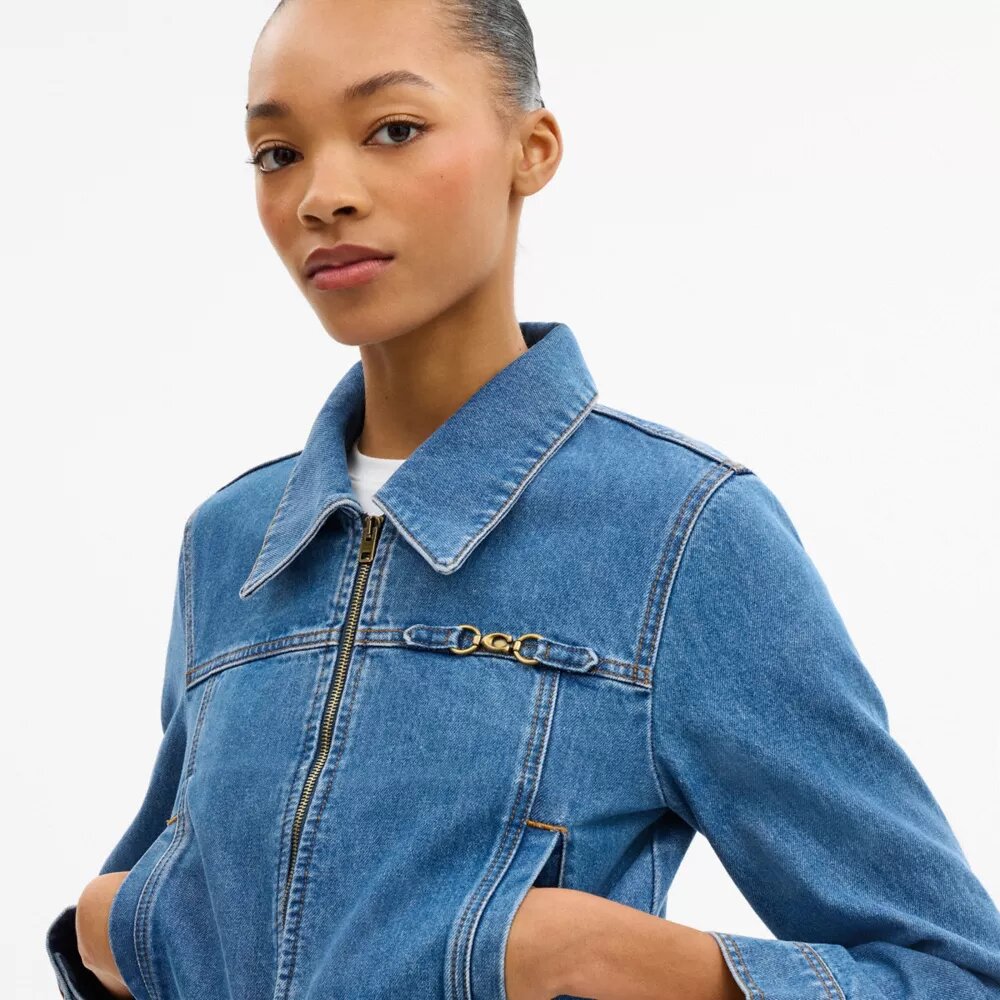 Chaqueta de mezclilla encogida «Sculpted C» en algodón orgánico