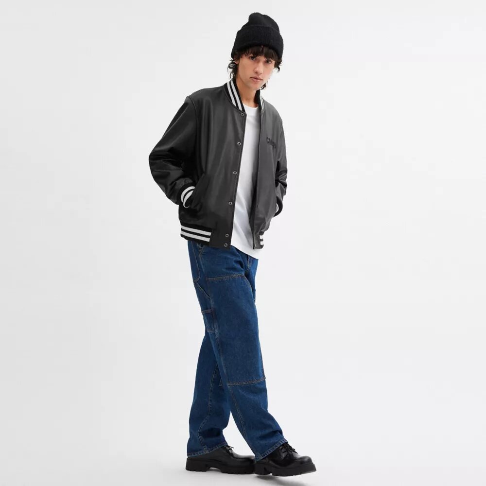 Chaqueta universitaria de cuero