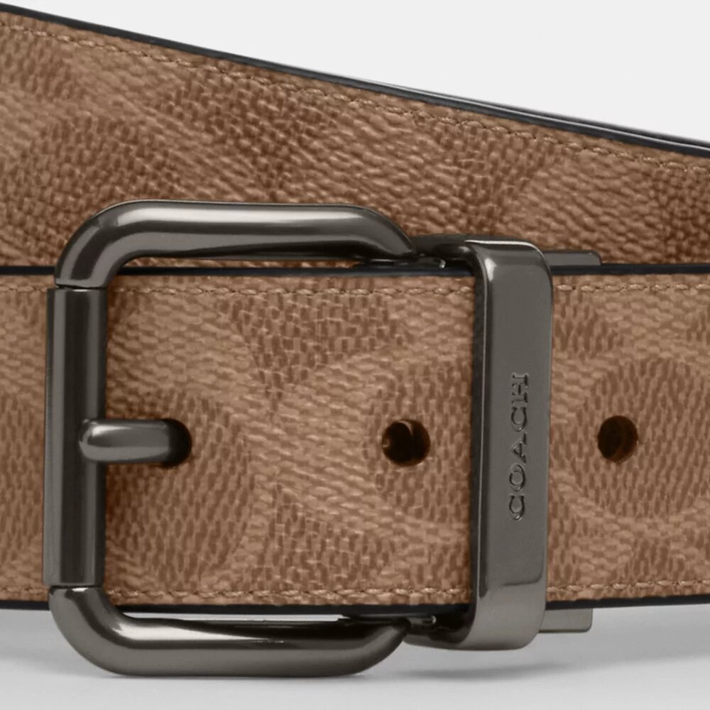 Cinturón reversible con hebilla de rodillo, cortado a medida, 38 mm