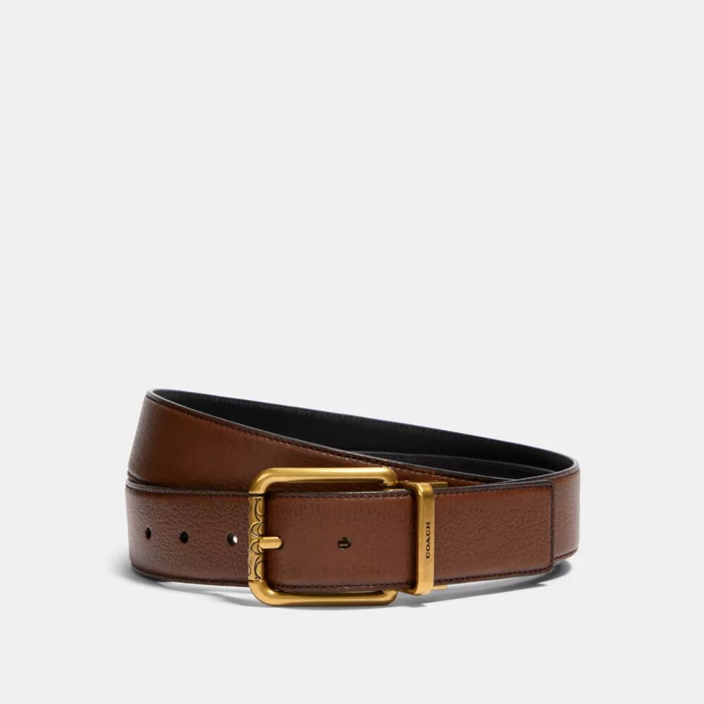 Cinturón reversible con hebilla de rodillo cuadrada y corte a medida, 38 mm