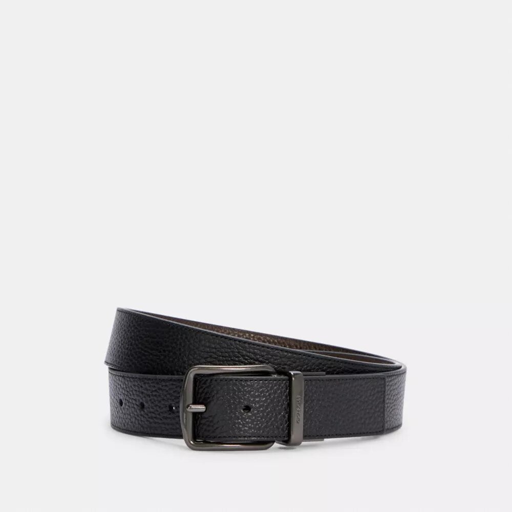 Cinturón reversible con hebilla tipo arnés, cortado a medida, 38 mm