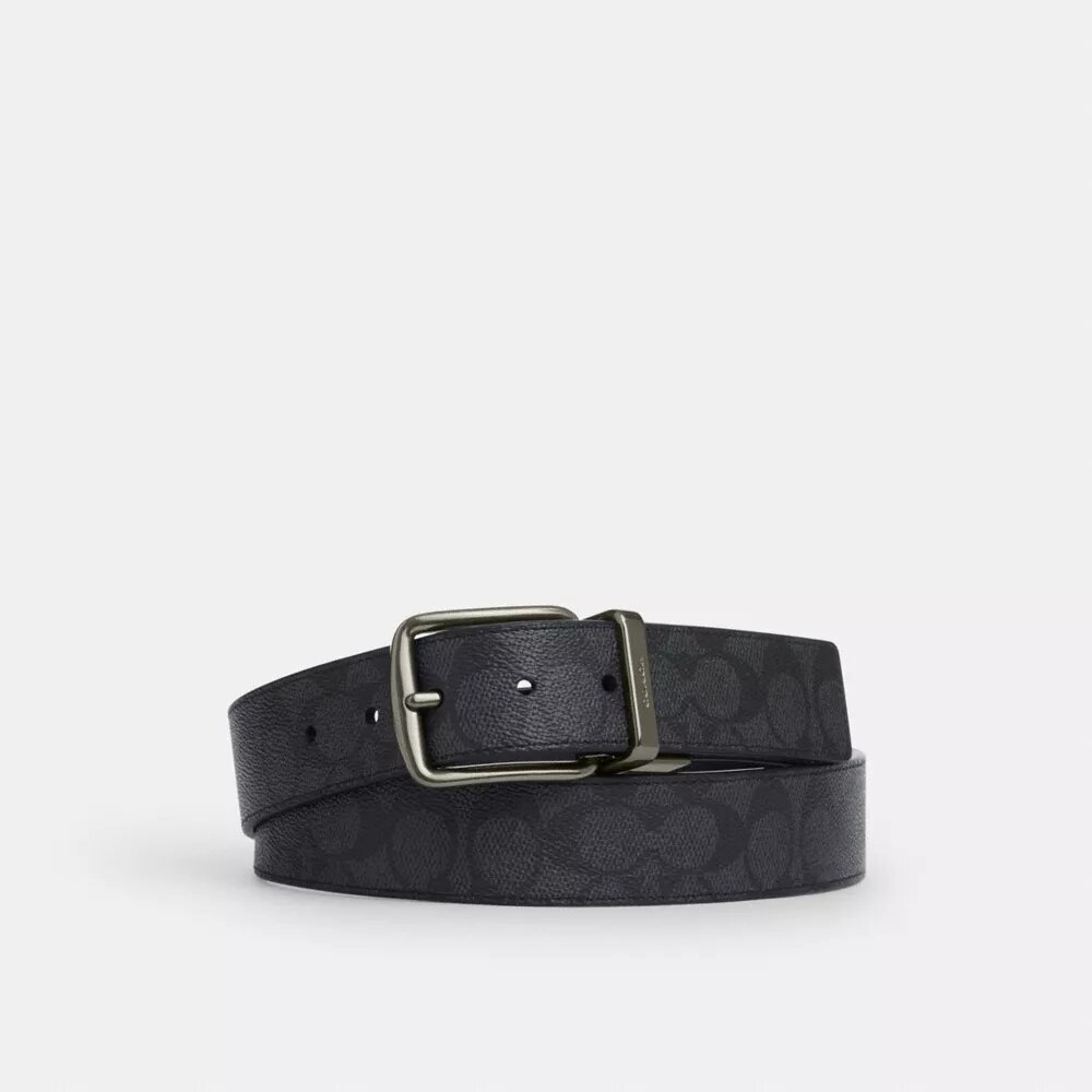Cinturón reversible con hebilla tipo arnés, cortado a medida, de 38 mm