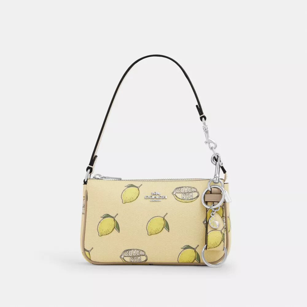 Colgante para bolsos con broche de gatillo y estampado de limones
