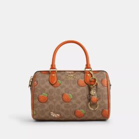 Colgantes para bolsos con cierre de resorte en Signature Canvas con estampado naranja