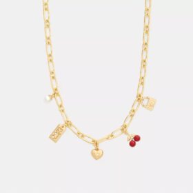 Collar con Charms de cereza y corazón