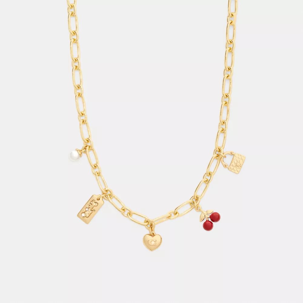 Collar con Charms de cereza y corazón