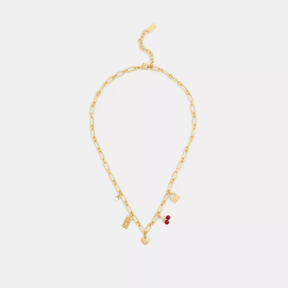 Collar con Charms de cereza y corazón